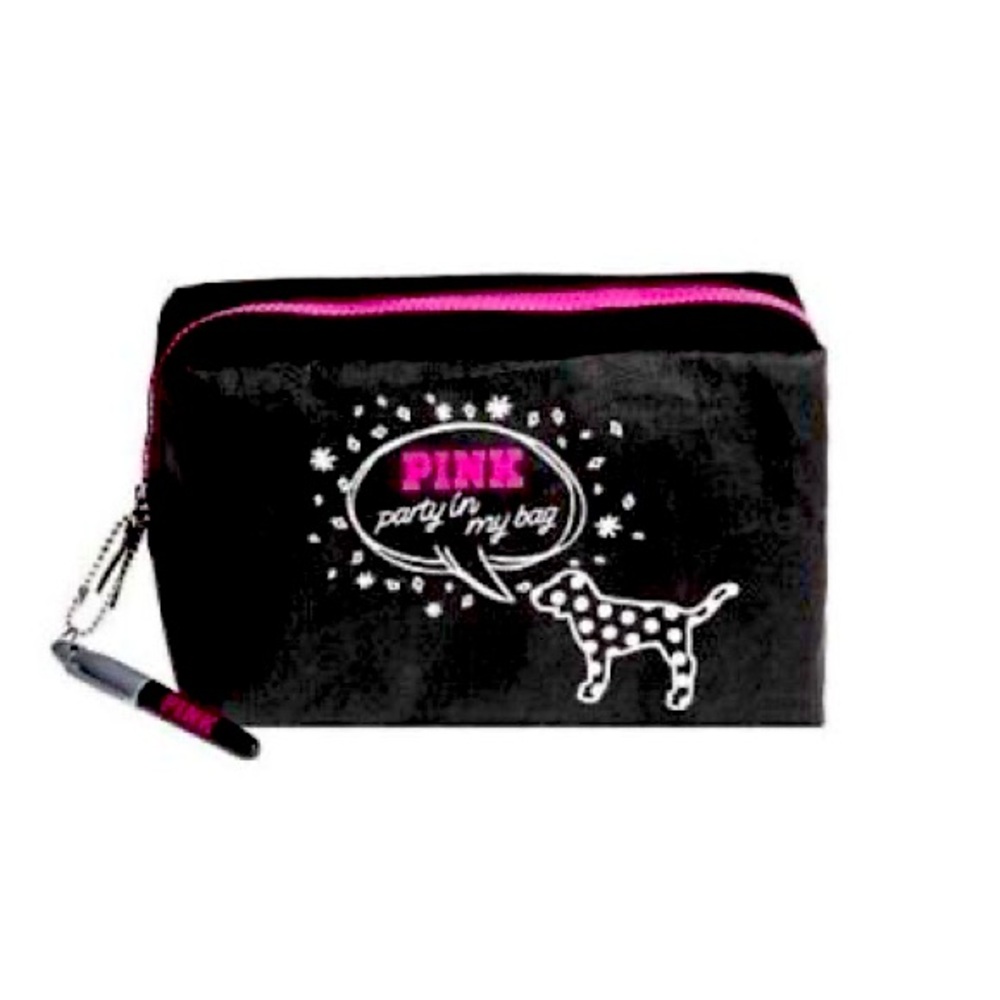 NWT Victoria Secret PINK Party in my makeup bag doodle cosmetic bag